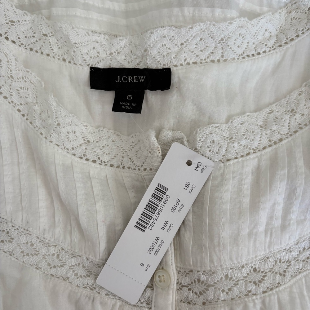 🤍 J.Crew White Eyelet Embroidered Midi Dress – Size 6 - Picture 9 of 9